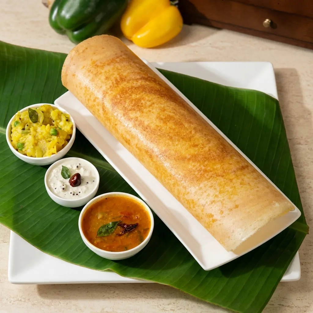 Masala Dosa at Golden Peacock South Indian Restaurant in Calmar, AB